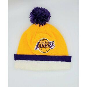 Mitchell & Ness Mens NBA Los Angeles Lakers Team Pom Beanie Cuffed knit